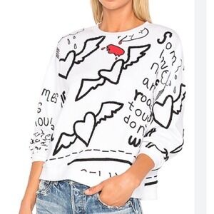 PRPS Goods & Co Sweatshirt Y2K Graphic Love Notes XS Graffiti White Hearts Wings